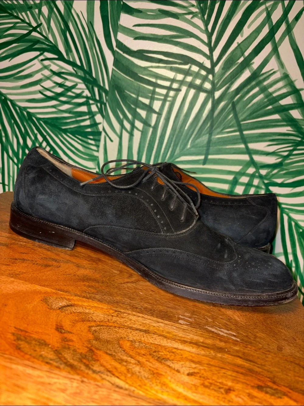 Salvatore Ferragamo Blue Suede Wingtip Shoes Men’s 12 D
